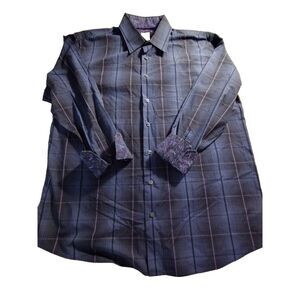 Vintage Jerry Garcia XLT Button Shirt Long Sleeve Blue Plaid‎ Flip Cuff Men's